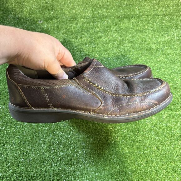 Clarks Men's Brown Leather Slip-On Loafers Dress Casual Shoes Mens size 10.5 - Picture 1 of 6